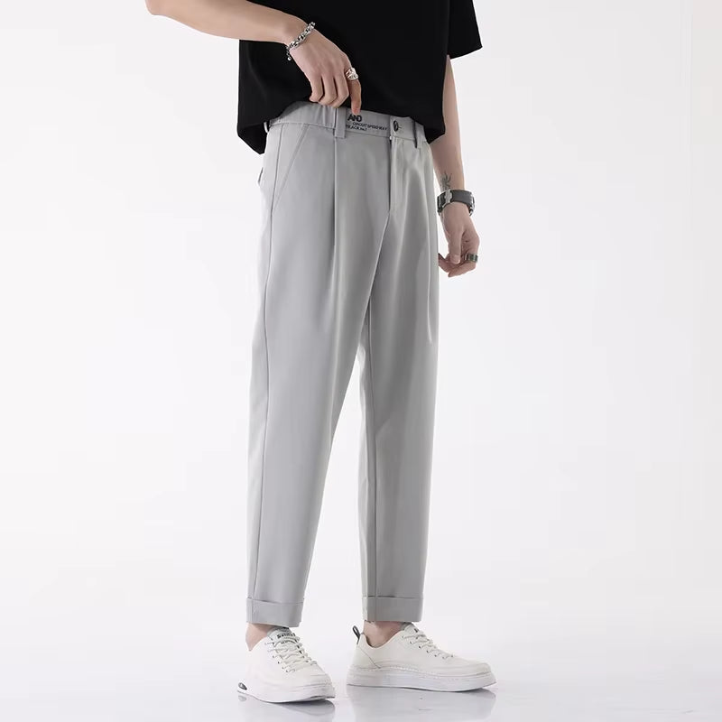 Ankle Length Pants Business Trousers Slim, Korean Black Suit Pants Luxury