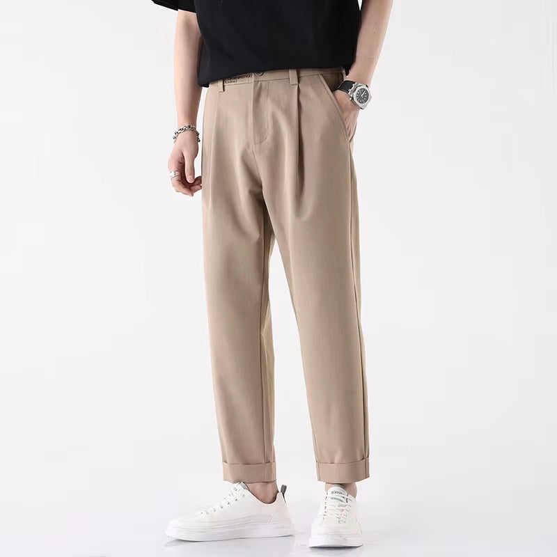 Ankle Length Pants Business Trousers Slim, Korean Black Suit Pants Luxury