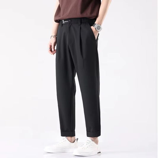 Ankle Length Pants Business Trousers Slim, Korean Black Suit Pants Luxury