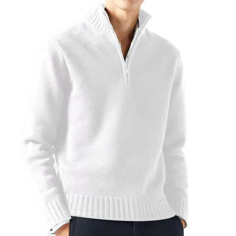 Men Turtleneck, Knitwear Pullovers Solid Color Long Sleeved Sweater 