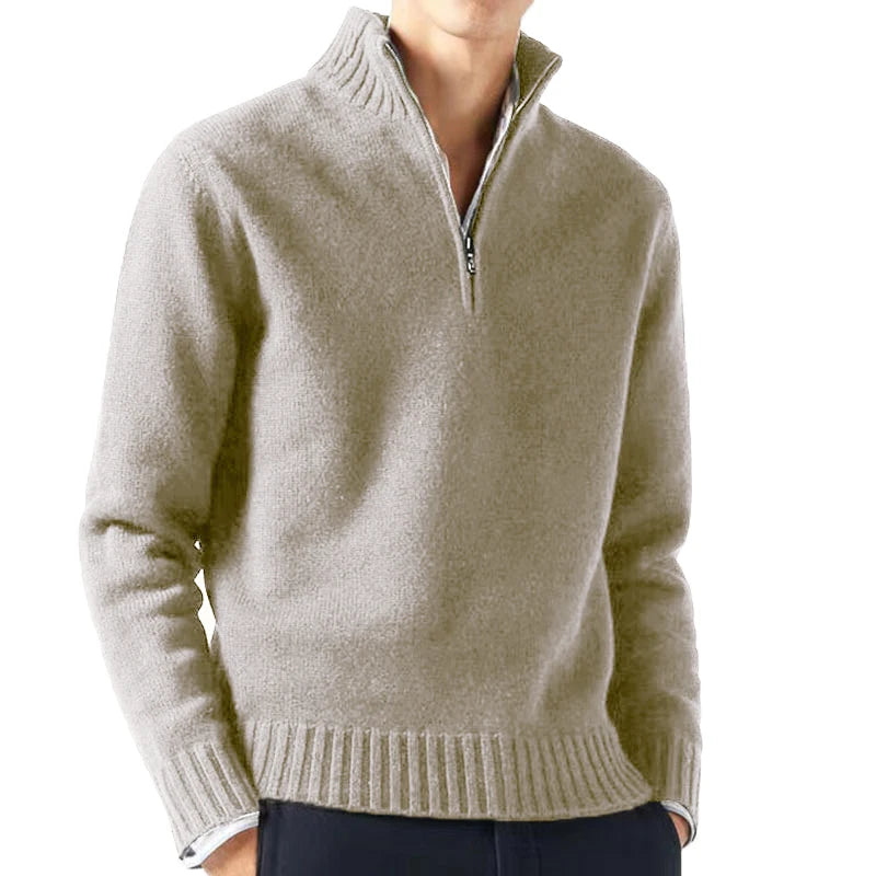 Men Turtleneck, Knitwear Pullovers Solid Color Long Sleeved Sweater 