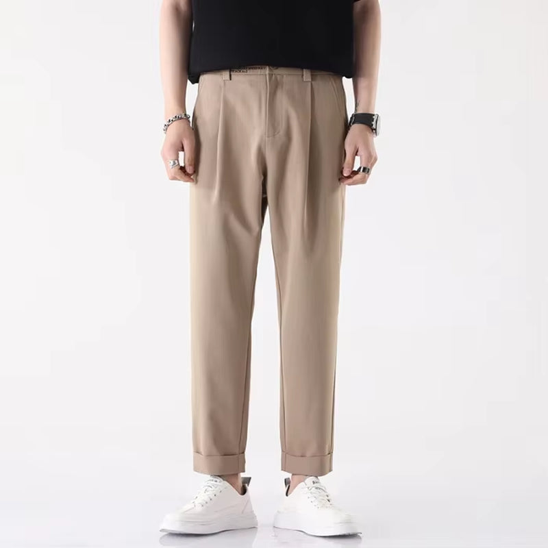 Ankle Length Pants Business Trousers Slim, Korean Black Suit Pants Luxury