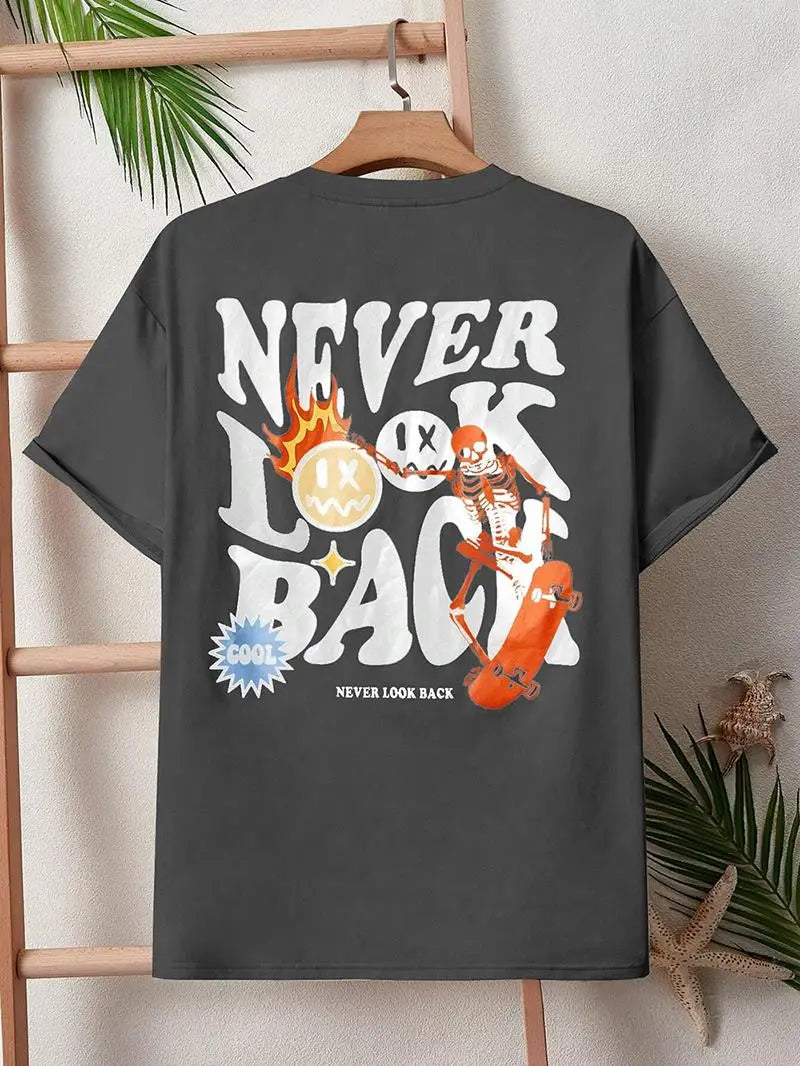 Never Look Back, Street Print Loose TShirt 