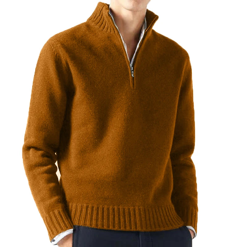 Men Turtleneck, Knitwear Pullovers Solid Color Long Sleeved Sweater 