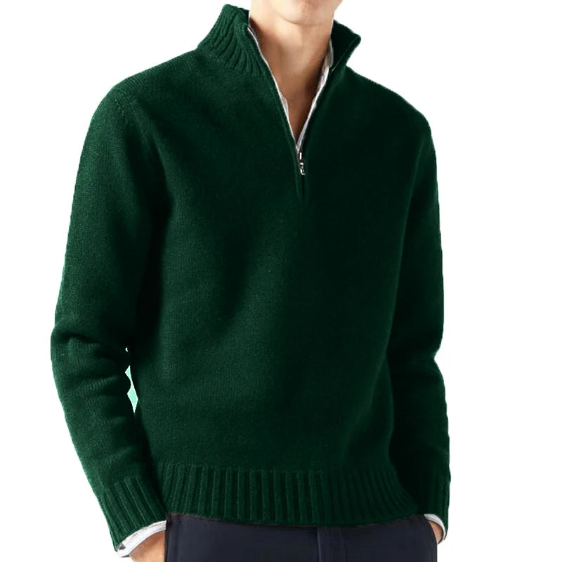 Men Turtleneck, Knitwear Pullovers Solid Color Long Sleeved Sweater 