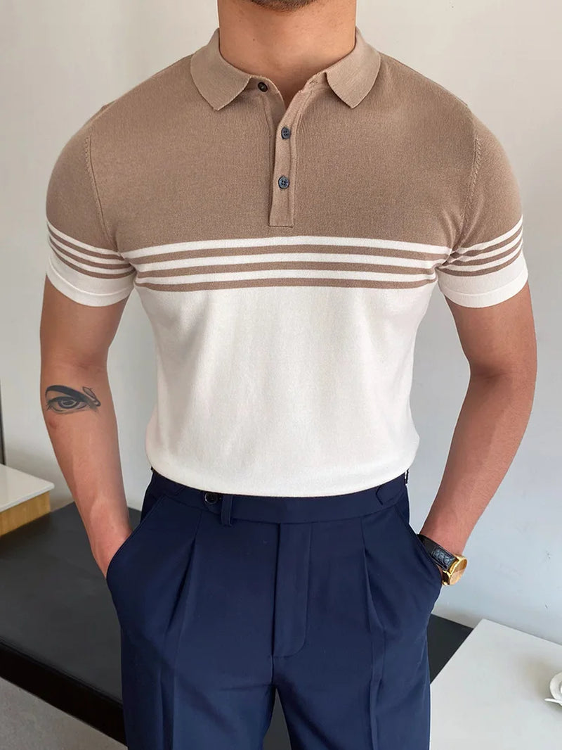 Men Fashion Polo Shirt Short Sleeve Turn-Down Collar Pullover Streetwear