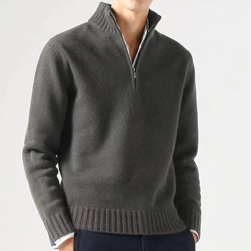 Men Turtleneck, Knitwear Pullovers Solid Color Long Sleeved Sweater 