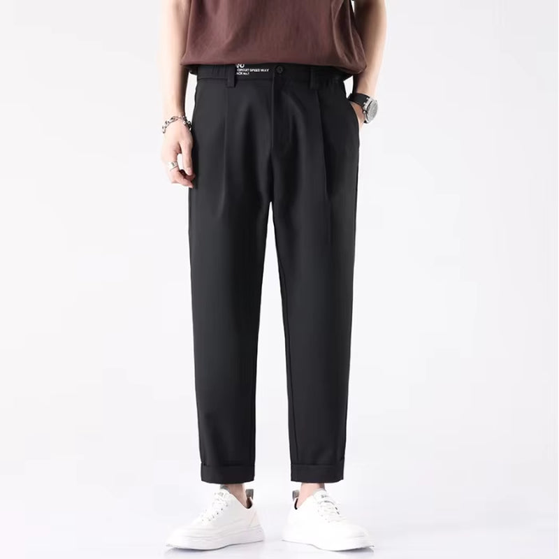 Ankle Length Pants Business Trousers Slim, Korean Black Suit Pants Luxury