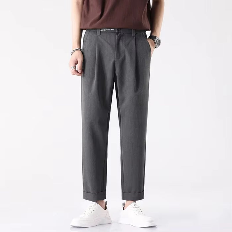 Ankle Length Pants Business Trousers Slim, Korean Black Suit Pants Luxury